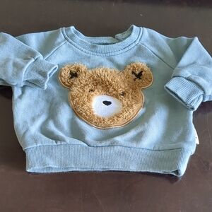 Cozy Blue Kids Sweatshirt with Bear Design 3-6 Months